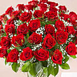 Bunch of 50 Scarlet Red Roses With Balloons