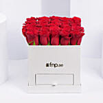 Classic Red Roses Arrangement In White Box