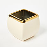 Elegant Gold Toned Designer Square Vase
