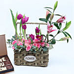 Floral Basket of Love N Care with Chocolates