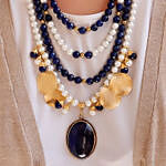 Natural Stone Necklace Blue N White
