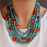 Natural Stone Necklace Turquoise N Orange