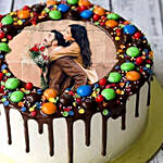 Chocolate Drip MNM Photo Cake For Anniversary One Kg