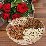 6 Red Roses Bouquet With Dry Fruits
