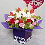 Anniversary Flower Arrangement with Balloon