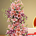 Appealing Flowers Arrangement and Kaju Roll Combo
