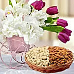 Floral Cycle Arrangement and Dry Fruits Combo
