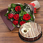 Marble Cake  and Red Roses Combo