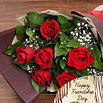 Marble Cake  and Red Roses Combo