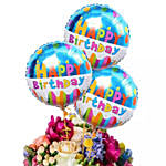 Mixed Flower Bunch With Birthday Balloons