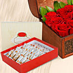 Red Roses Treasured Box With Kaju Roll