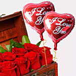 Treasured Roses with I Love You Balloons