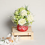 Beautiful Artificial Mixed Flowers Red Love Vase