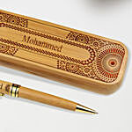 قلم خشبي منقوش وعلبة خشبية بيضاوية منقوشة حسب الطلب
