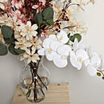 Serene Artificial Mixed Flowers In Glass Vase