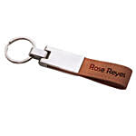 Engraved Leather Keychain With Text