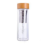 Engraved Text Glass Flask with Bamboo Cap