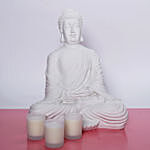 White Buddha Showpiece and 3 Aroma Candles