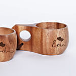 Two Engraved Wooden Mugs