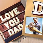 علبة شوكولاتة حروف بعبارة أحبك أبي مع ملصق حسب الطلب