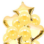 14 بالونة ذهبية وصفراء بأشكال مختلفة معبأة بالهيليوم