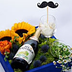 Blooming Mixed Flowers And Sparkling Juice Bottle