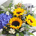 Blooming Mixed Flowers Beautifully Wrapped Bouquet