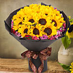 Bright Sunflowers Beautifully Tied Bouquet