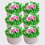 Colourful Flowers Designer Vanilla Cupcakes Set Of 6