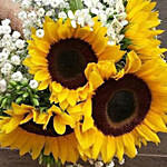 Enticing Sunflowers Beautifully Tied Bouquet