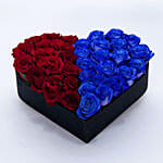 Heart Shaped Blue and Red Roses Arrangement