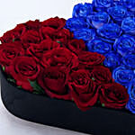 Heart Shaped Blue and Red Roses Arrangement