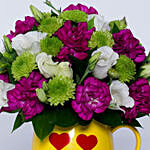 Ravishing Mixed Flowers In Smiley Heart Mug