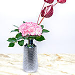 Carnations Galore in Silver Vase