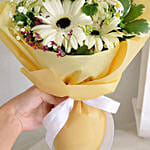 Peaceful White Gerberas Beautifully Tied Bouquet Standard