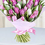 Pink White Tulips Bunch with Balloons