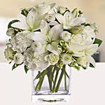 Serene White Flower Vase & Fudge Cake