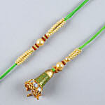 Ethnic Green Pearl And Lumba Rakhi Set