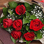 Chocolate Cake and Red Roses Bouquet Combo