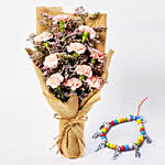 Pink Carnations Bouquet with Friendship Band
