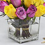 Yellow n Purple Roses in Vase