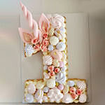 Number 1 Macarons Artificial Flowers Vanilla Cake