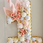 Number 1 Macarons Artificial Flowers Vanilla Cake