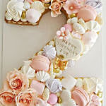Number 2 Macarons Artificial Flowers Chocolate Cake
