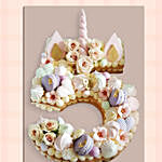 Number 5 Macarons Artificial Flowers Vanilla Cake