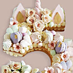 Number 5 Macarons Artificial Flowers Vanilla Cake