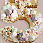 Number 5 Macarons Artificial Flowers Vanilla Cake