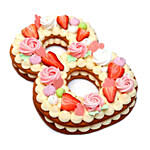 Number 8 Strawberries Decked Designer Vanilla Cake