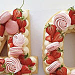 Number 40 Macarons Strawberries Vanilla Cake