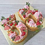 Number 55 Strawberries Heart Vanilla Cake